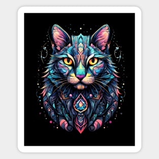 Abstract Blue And Pink Cat Design Magnet